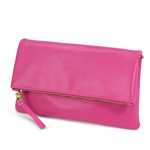 BOBXES Women Vegan Leather Envelope Foldover Clutch Chain Strap Crossbody Bag