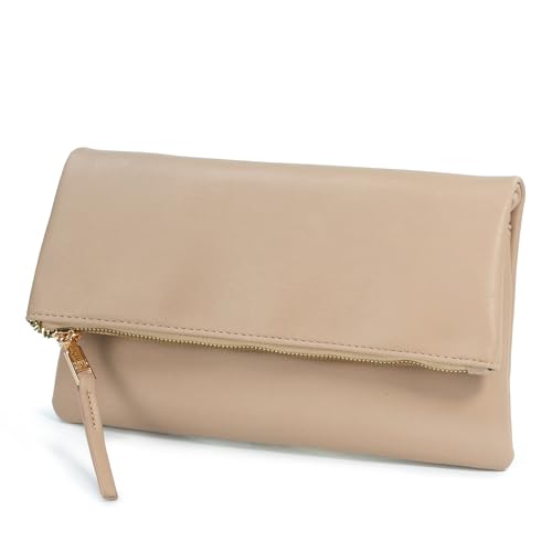 BOBXES Women Vegan Leather Envelope Foldover Clutch Chain Strap Crossbody Bag