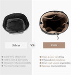 GBOBXES enuine Leather Bucket Bag for Women, Soft Pebbled Shoulder Bag
