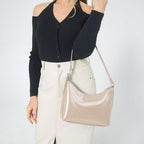 BOBXES Minimalist Faux Patent Leather Shoulder Bag Shiny Women Purse Y2K Style