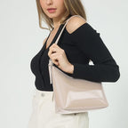 BOBXES Minimalist Faux Patent Leather Shoulder Bag Shiny Women Purse Y2K Style