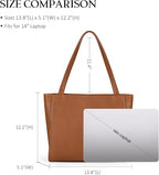 BOBXES Women Genuine Leather Tote Bag, 14" Padded Laptop Compartment for Work Travel