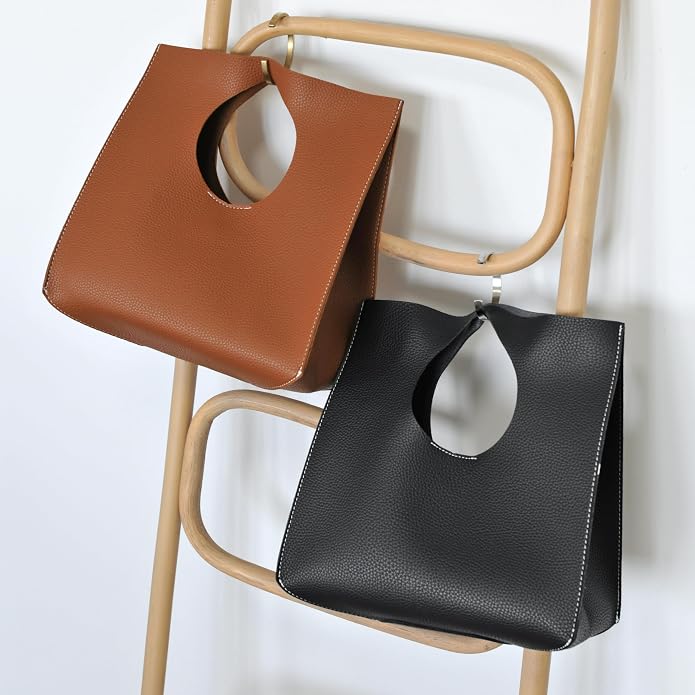 BOBXES Vintage Minimalist Soft PU Leather Small Tote Clutch Women Handbag