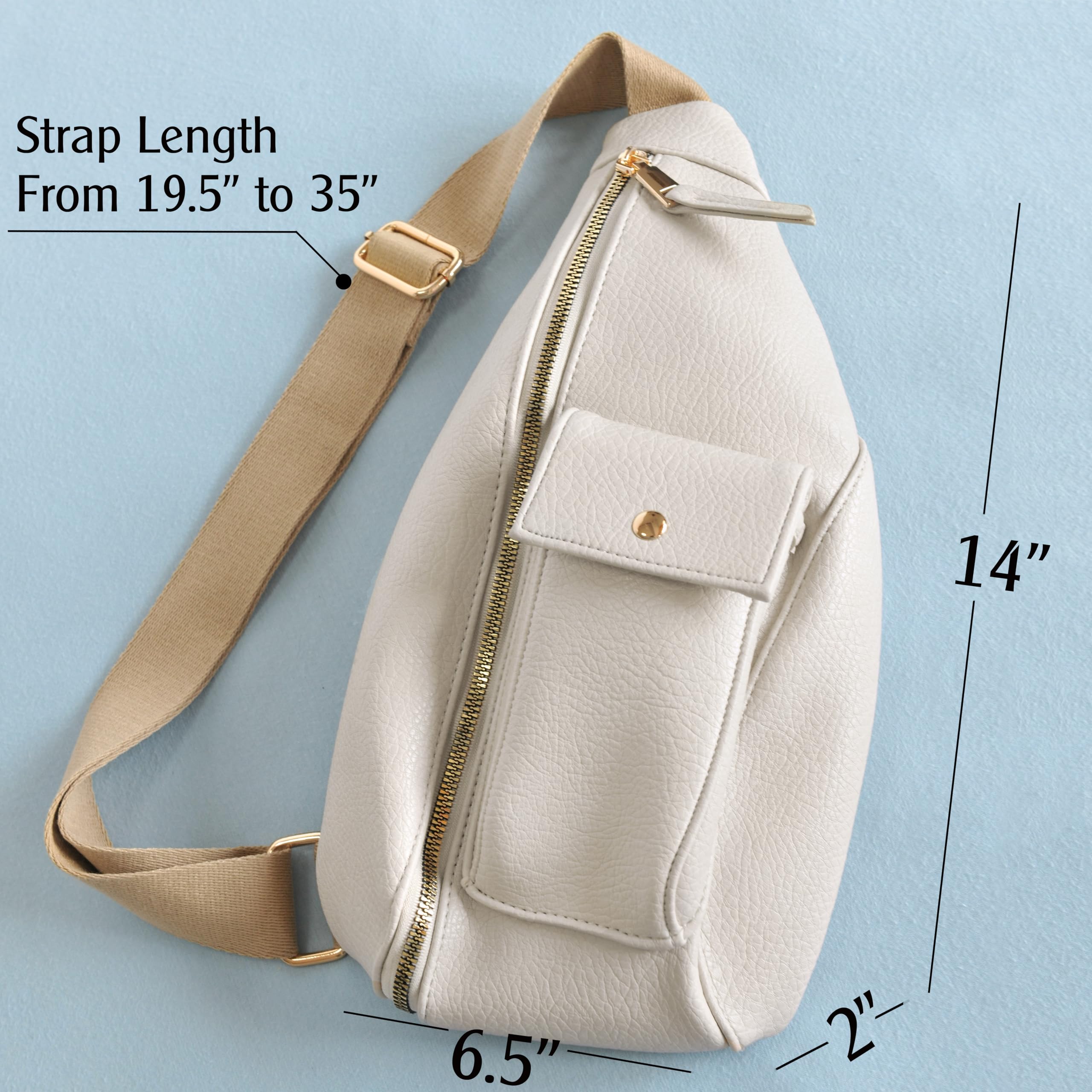 BOBXES Women Vegan Leather Sling Bag Fanny Pack Adjustable‑Strap Travel Chest Bag