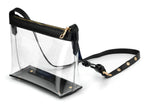 BOBXES Clear Zipper Cross Body Bag with Vegan Leather Trim