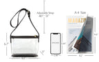 BOBXES Clear Zipper Cross Body Bag with Vegan Leather Trim