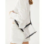 BOBXES Clear Zipper Cross Body Bag with Vegan Leather Trim
