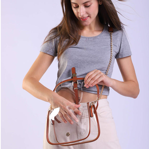 BOBXES Clear Saddle Cross Body Bag Women Chain Shoulder Handbag Purse