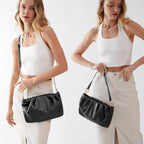 BOBXES Women Ruched Soft Vegan Leather Cloud Pouch Hobo Convertible Clutch Crossbody Bag