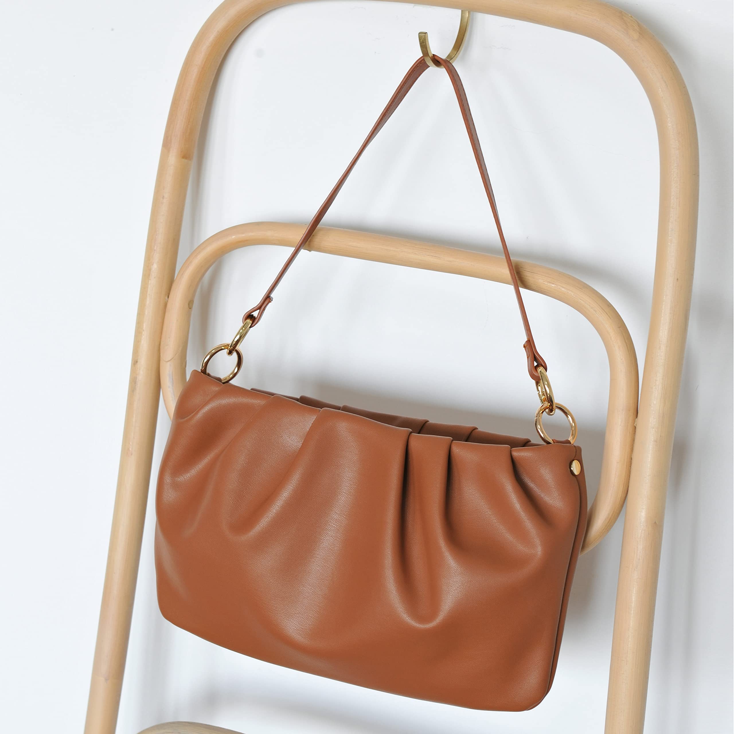 BOBXES Women Ruched Soft Vegan Leather Cloud Pouch Hobo Convertible Clutch Crossbody Bag