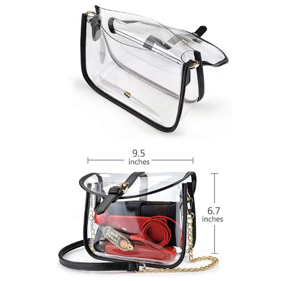 BOBXES Clear Saddle Cross Body Bag Women Chain Shoulder Handbag Purse