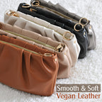 BOBXES Women Ruched Soft Vegan Leather Cloud Pouch Hobo Convertible Clutch Crossbody Bag