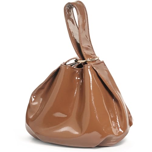 BOBXES Women's Glossy Patent Vegan Leather Top‑Handle Clutch Tote Bag