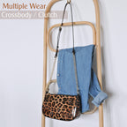 BOBXES 90s Leopard Glossy Patent Vegan Leather Women Crossbody Clutch Purse