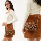 BOBXES Women Leopard Print Envelope Evening Clutch Chain Shoulder Bag