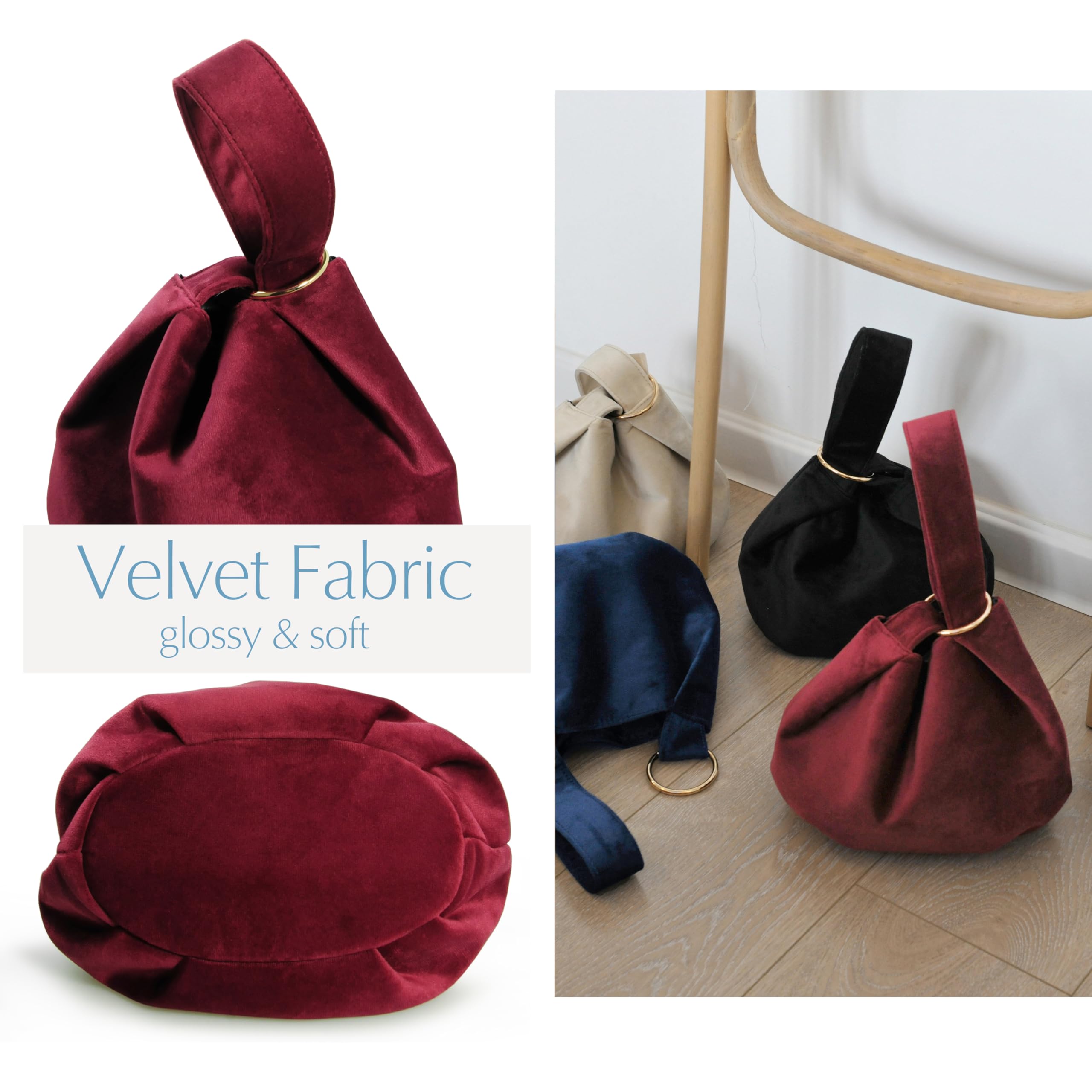 BOBXES Women Velvet Top Handle Clutch Wristlet Small Tote Purse Evening Handbag