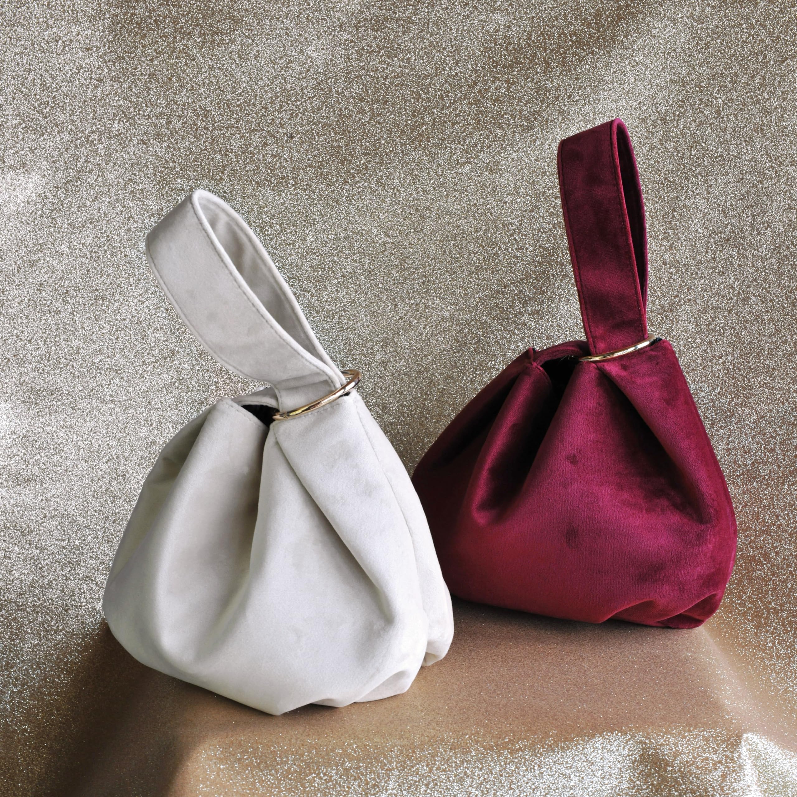 BOBXES Women Velvet Top Handle Clutch Wristlet Small Tote Purse Evening Handbag