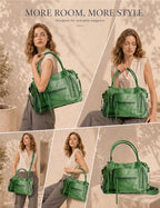 BOBXES Women's Large Vegan Leather City Tote, Zipper Hobo Handbag