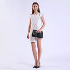 BOBXES Women Leopard Print Cut‑Out Clutch Metal Grip Chain Shoulder Strap Handbag