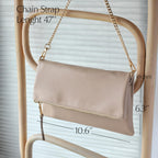 BOBXES Women Vegan Leather Envelope Foldover Clutch Chain Strap Crossbody Bag