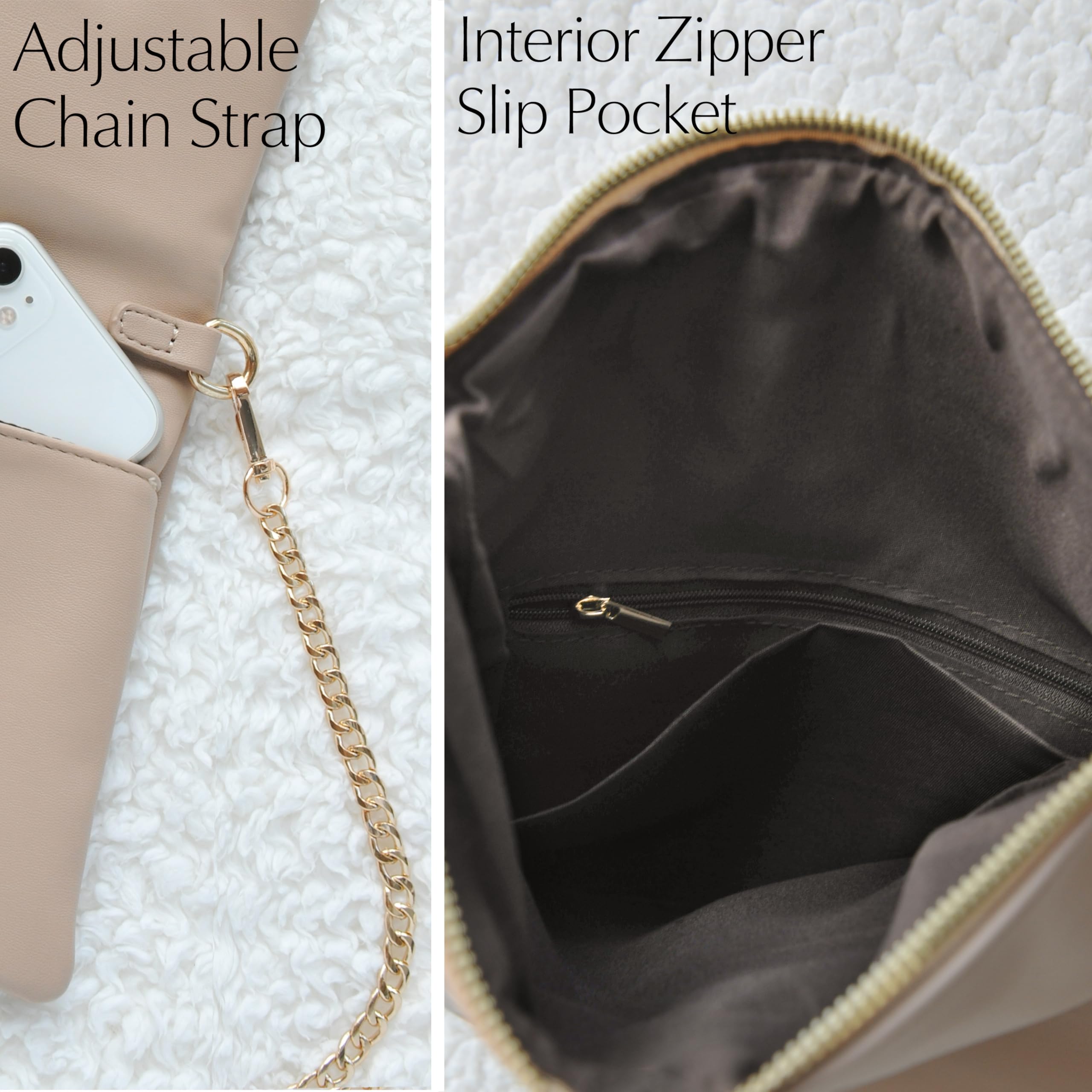 BOBXES Women Vegan Leather Envelope Foldover Clutch Chain Strap Crossbody Bag