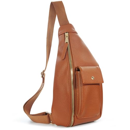 BOBXES Women Vegan Leather Sling Bag Fanny Pack Adjustable‑Strap Travel Chest Bag