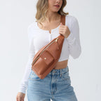 BOBXES Women Vegan Leather Sling Bag Fanny Pack Adjustable‑Strap Travel Chest Bag