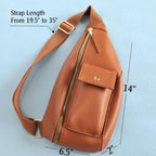 BOBXES Women Vegan Leather Sling Bag Fanny Pack Adjustable‑Strap Travel Chest Bag