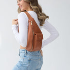 BOBXES Women Vegan Leather Sling Bag Fanny Pack Adjustable‑Strap Travel Chest Bag