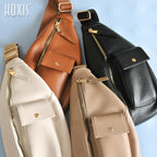 BOBXES Women Vegan Leather Sling Bag Fanny Pack Adjustable‑Strap Travel Chest Bag
