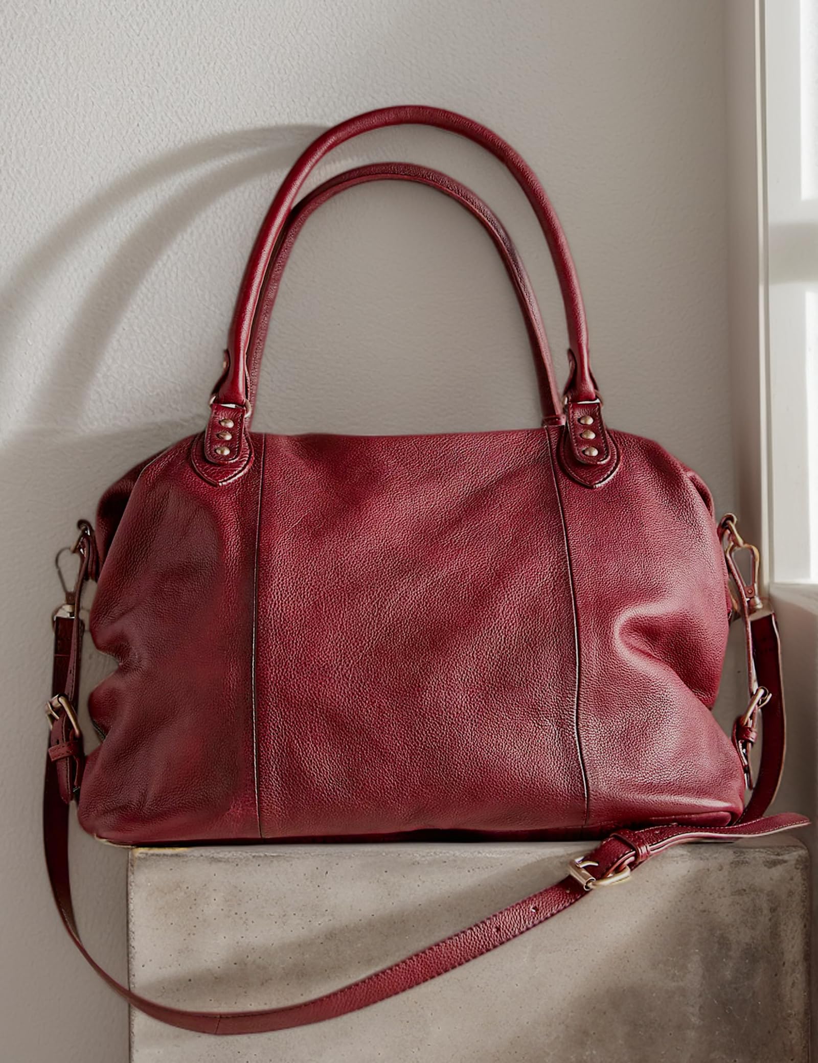 BOBXES Women's Large Vegan Leather City Tote, Zipper Hobo Handbag
