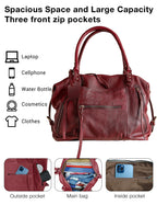 BOBXES Women's Large Vegan Leather City Tote, Zipper Hobo Handbag