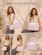BOBXES Women's Large Vegan Leather City Tote, Zipper Hobo Handbag