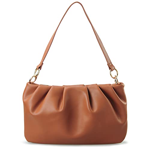 BOBXES Women Ruched Soft Vegan Leather Cloud Pouch Hobo Convertible Clutch Crossbody Bag