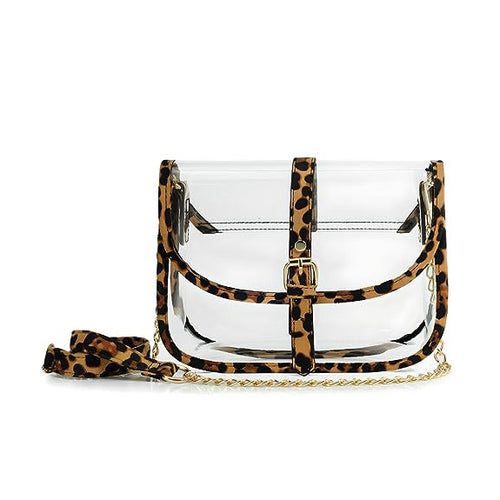 BOBXES Clear Saddle Cross Body Bag Women Chain Shoulder Handbag Purse