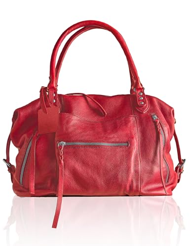 BOBXES Women's Large Vegan Leather City Tote, Zipper Hobo Handbag