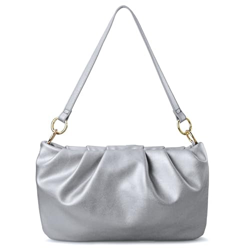 BOBXES Women Ruched Soft Vegan Leather Cloud Pouch Hobo Convertible Clutch Crossbody Bag
