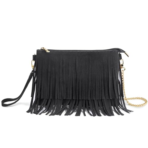 BOBXES Women's Fringe Boho Small Crossbody Shoulder Bag Purse