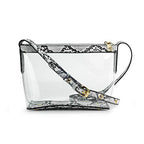 BOBXES Clear Zipper Cross Body Bag with Vegan Leather Trim