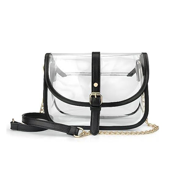 BOBXES Clear Saddle Cross Body Bag Women Chain Shoulder Handbag Purse