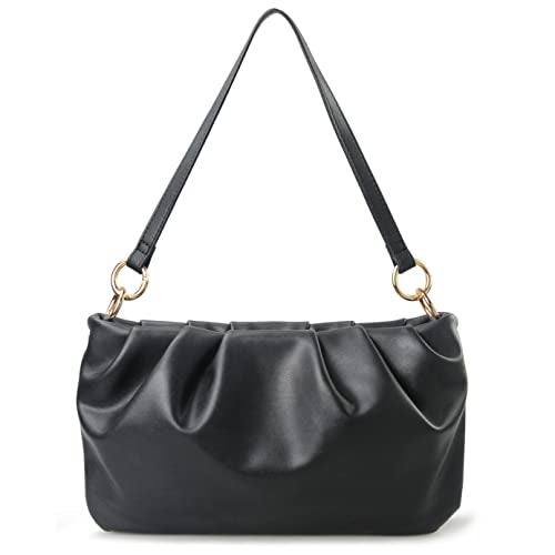 BOBXES Women Ruched Soft Vegan Leather Cloud Pouch Hobo Convertible Clutch Crossbody Bag