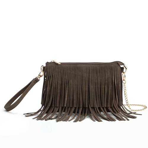 BOBXES Women's Fringe Boho Small Crossbody Shoulder Bag Purse