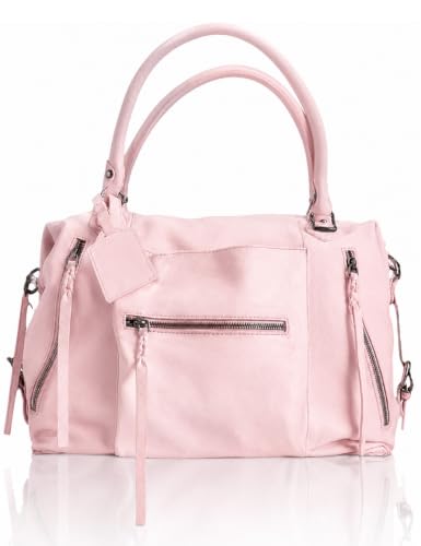 BOBXES Women's Large Vegan Leather City Tote, Zipper Hobo Handbag