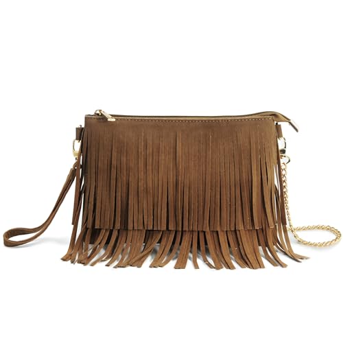 BOBXES Women's Fringe Boho Small Crossbody Shoulder Bag Purse