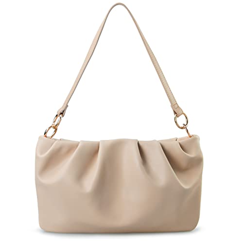 BOBXES Women Ruched Soft Vegan Leather Cloud Pouch Hobo Convertible Clutch Crossbody Bag
