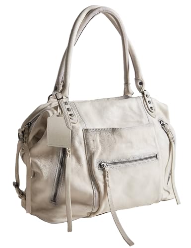 BOBXES Women's Large Vegan Leather City Tote, Zipper Hobo Handbag