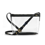 BOBXES Clear Zipper Cross Body Bag with Vegan Leather Trim
