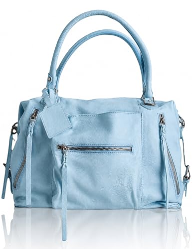 BOBXES Women's Large Vegan Leather City Tote, Zipper Hobo Handbag