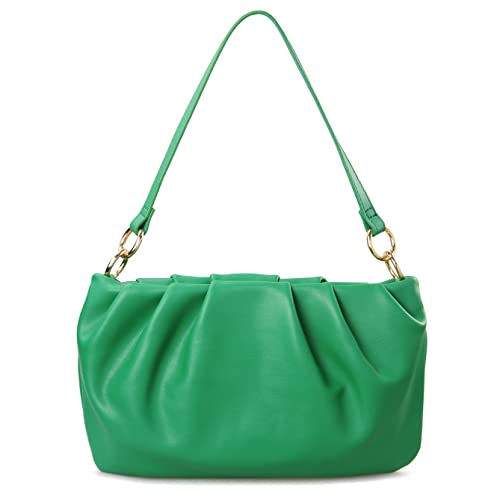 BOBXES Women Ruched Soft Vegan Leather Cloud Pouch Hobo Convertible Clutch Crossbody Bag