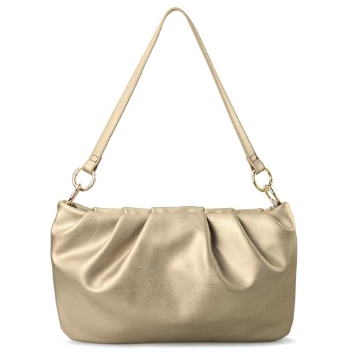 BOBXES Women Ruched Soft Vegan Leather Cloud Pouch Hobo Convertible Clutch Crossbody Bag